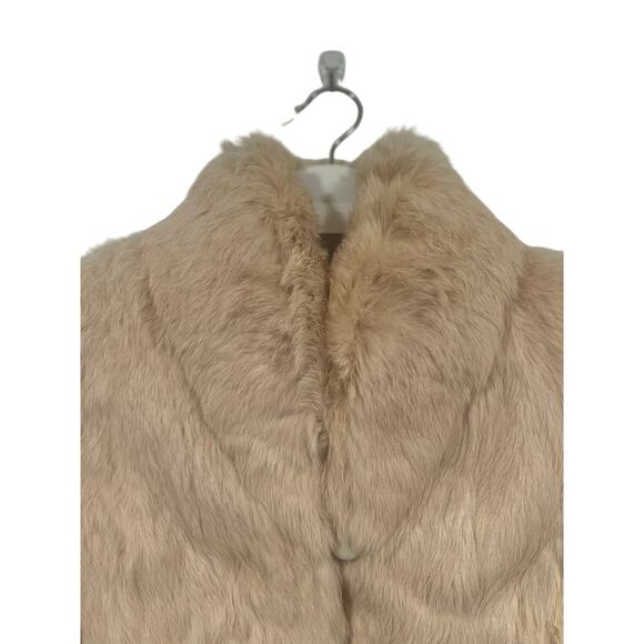 Vintage Women’s Rabbit Fur Short Beige Jacket Small - Picture 3 of 12